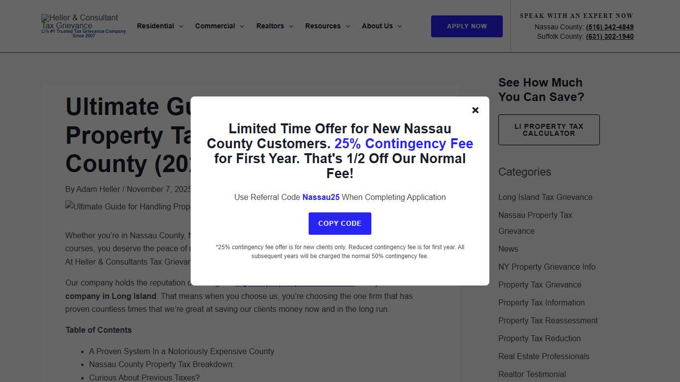 Ultimate Guide for Handling Property Taxes in Nassau County (2026) | Heller & Consultants Tax Grievance