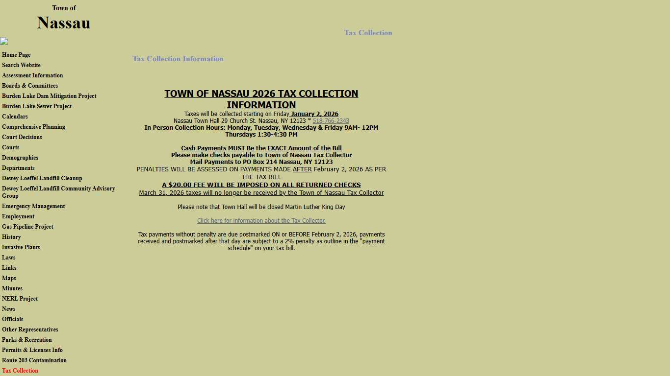 Town Of Nassau: Tax Collection: Tax Collection [Digital Towpath]